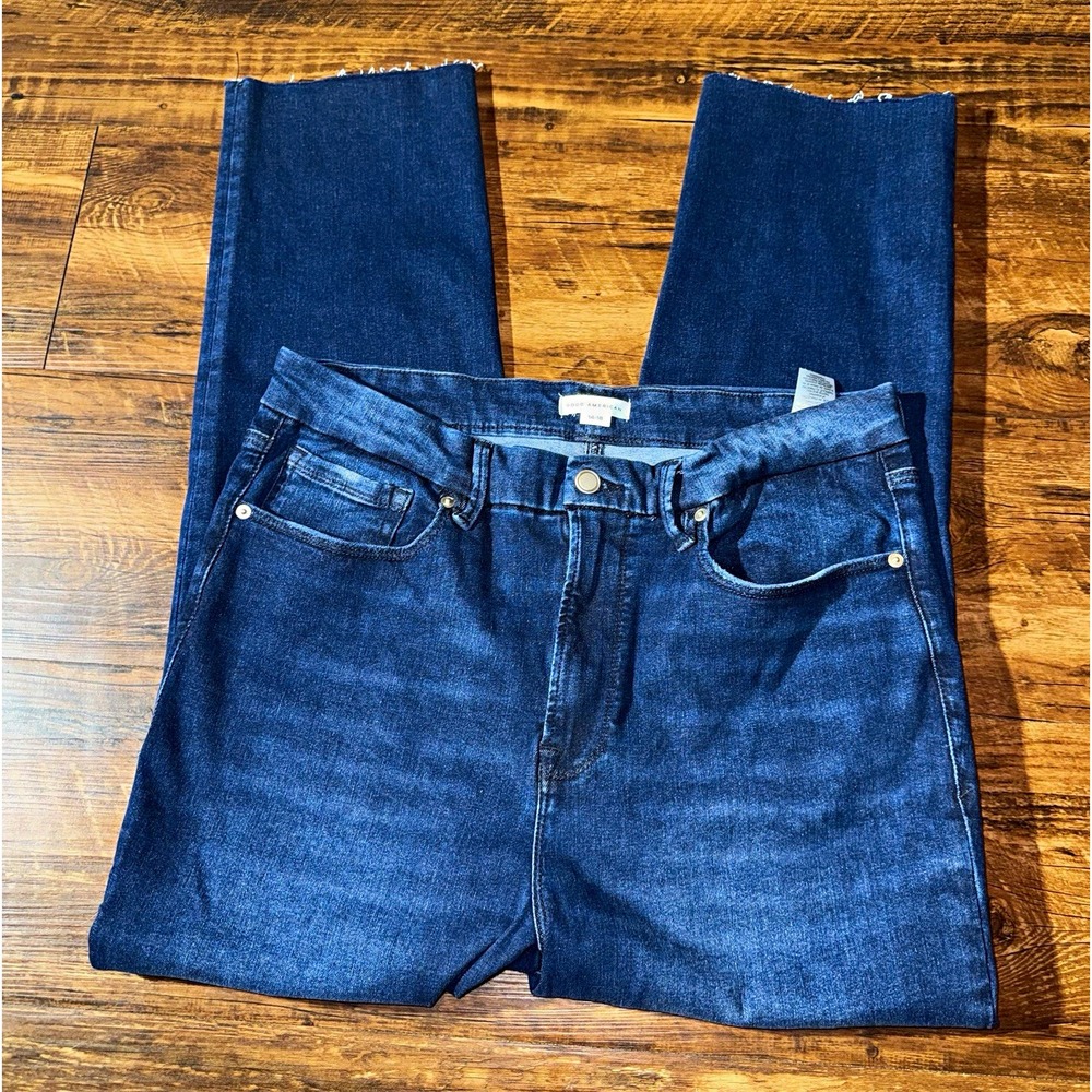 Good American Dark Wash High Rise Skinny Jeans Stretch 5-Pocket Women's 14-18